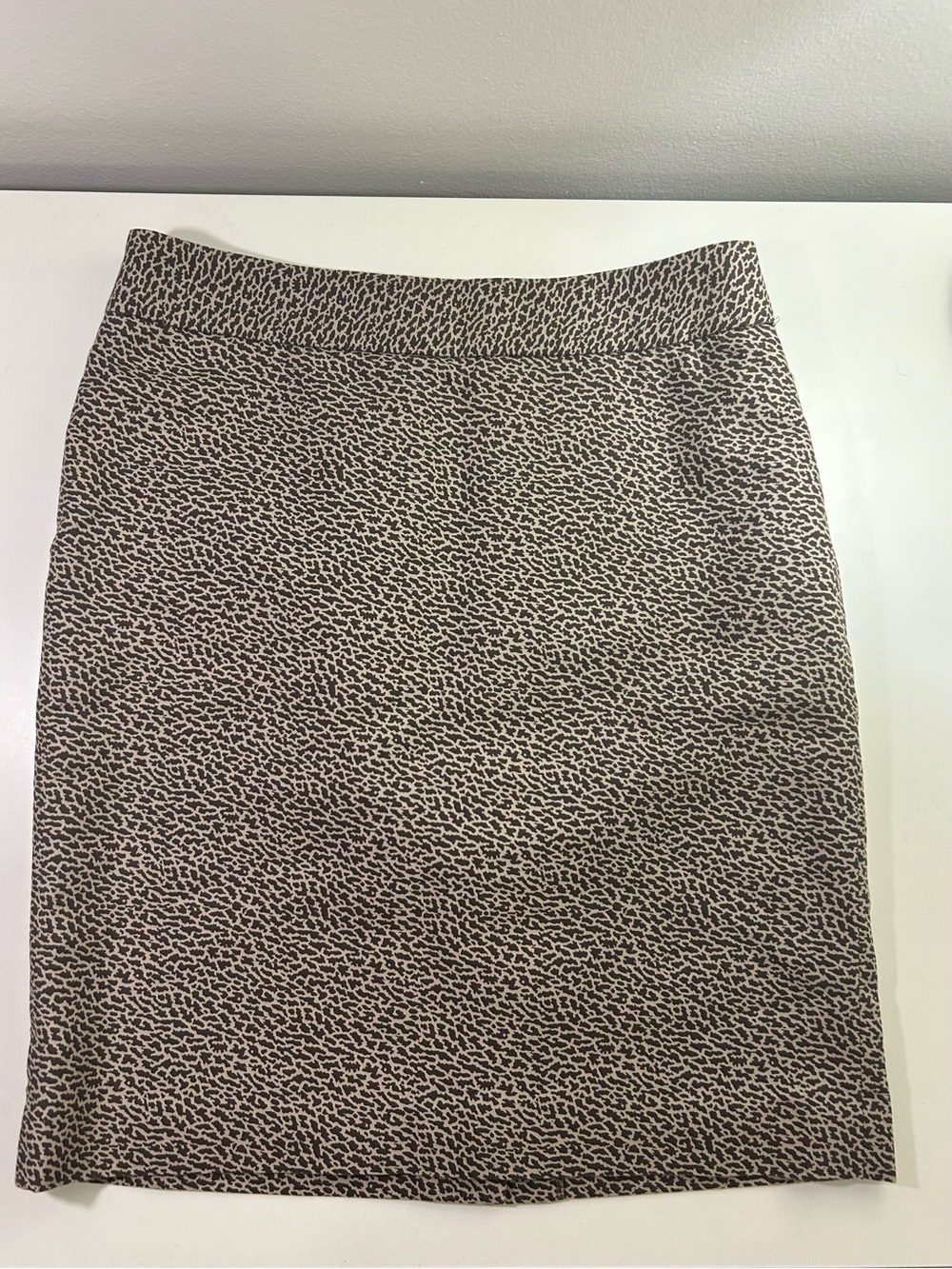 LOFT Brown and Cream Animal-Print Pencil Skirt